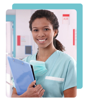 Phlebotomy student on the job